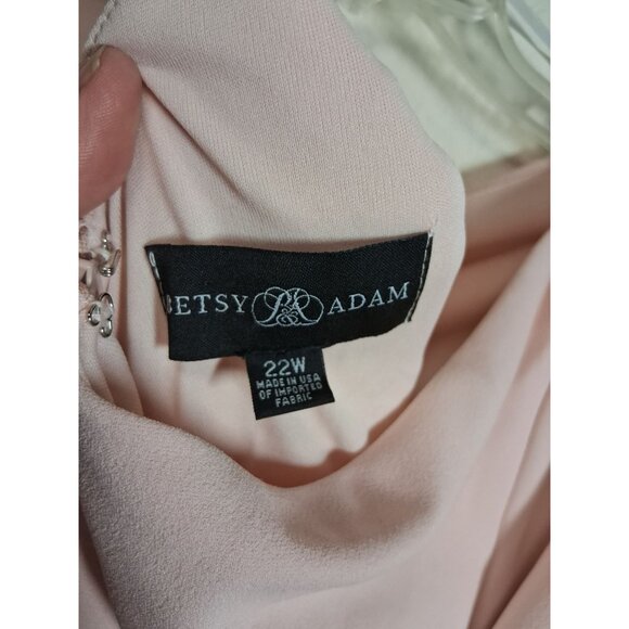 Betsy & Adam Formal Dress High Neck Attached Cape Midi Pink Size 22W - Picture 6 of 7